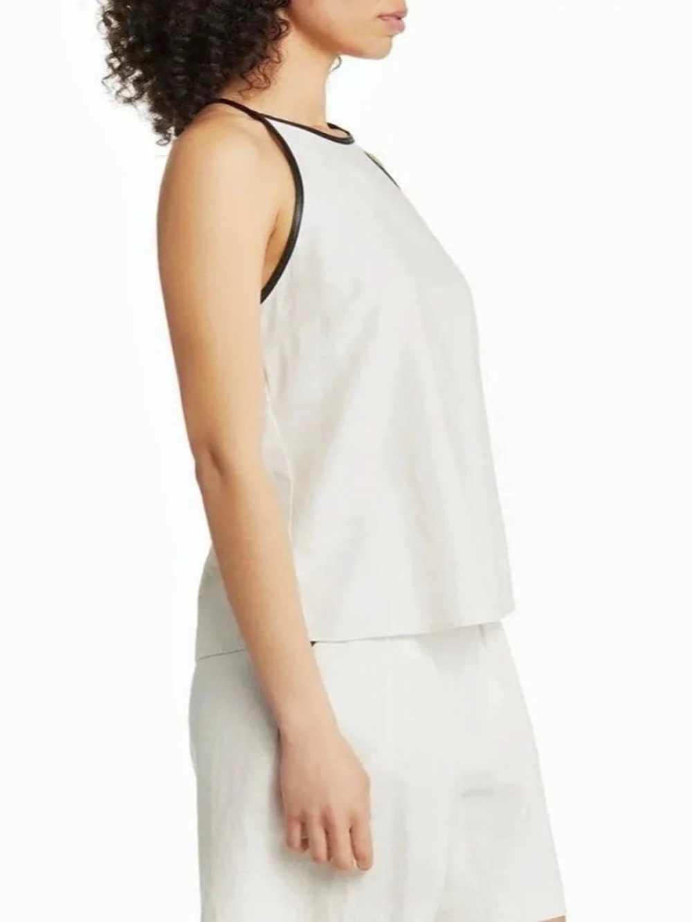 Halogen Linen Blend Halter Tank Top Cream Bone Color Lightweight Size XS NWT